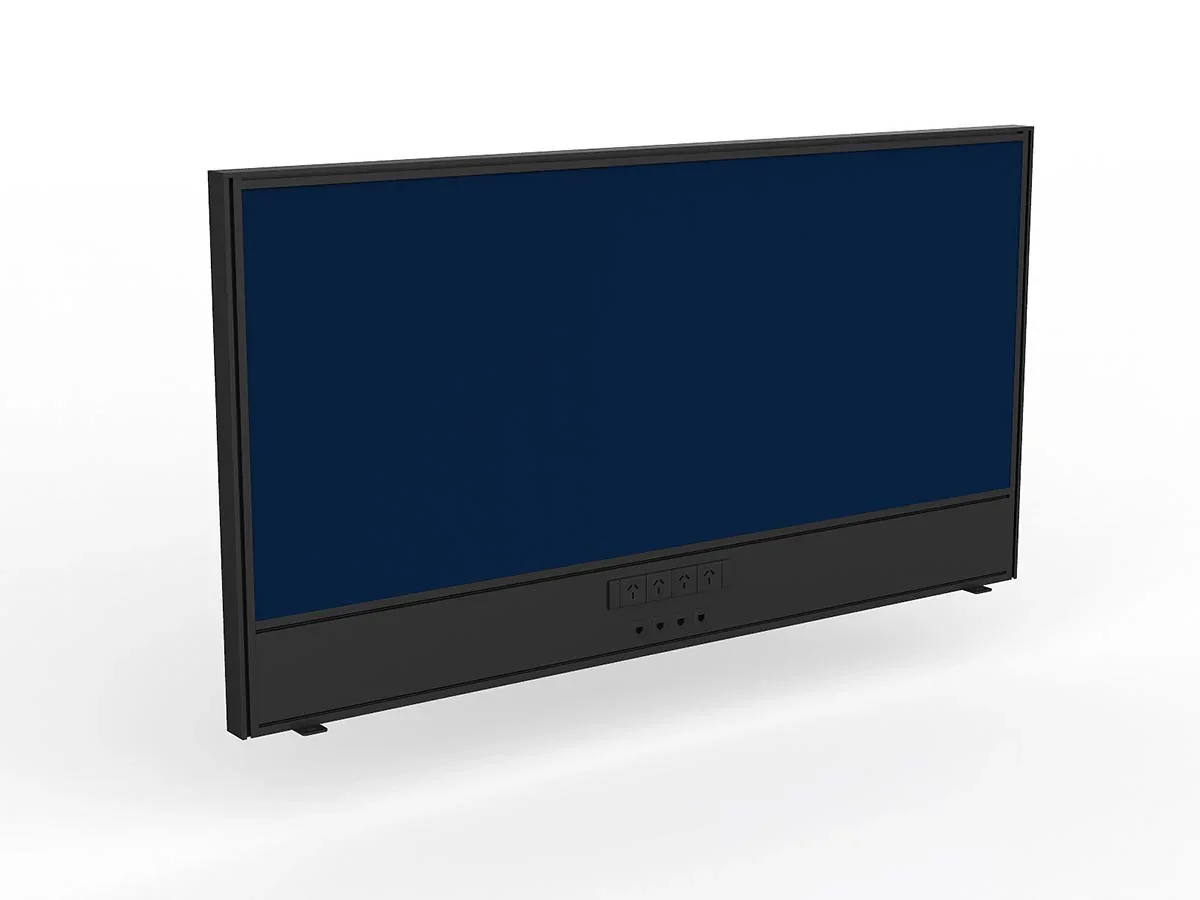 OL Studio Screen with Ducting for Agile Shared Desk – Breath Fabric with Black Frame
