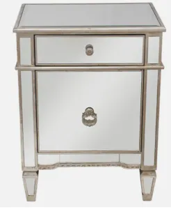 DA Antiqued Mirrored 1 Door 1 Drawer Bedside Table thumbnail 1