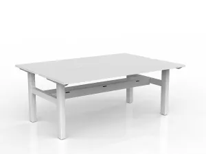 OL Agile Fixed Height 2 User Shared Desk – White Top with White Frame thumbnail 4