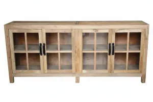 MF Recycled Elm Timber Sideboard with 4 Glass Doors thumbnail 1