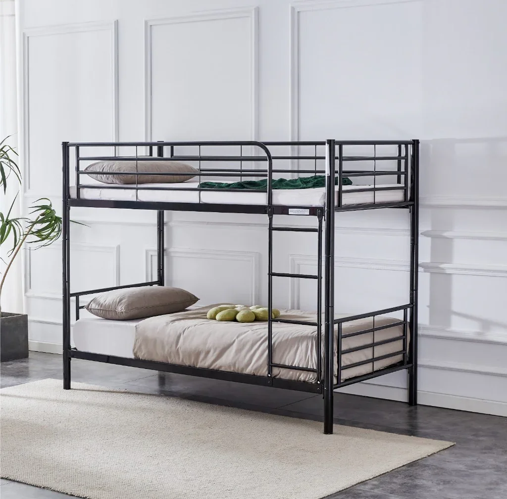 VI Tiamo Metal Frame Single Over Single Bunk Bed - White & Black