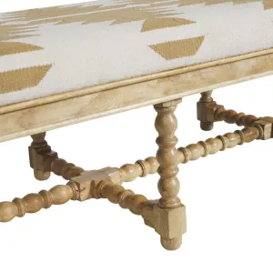 SH Nobbin Timber Frame Cotton Upholstered Ottoman -Natural thumbnail 3