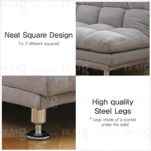 HE Vivin Fabric Upholstered Metal Leg 3 Seater Sofa Bed thumbnail 2
