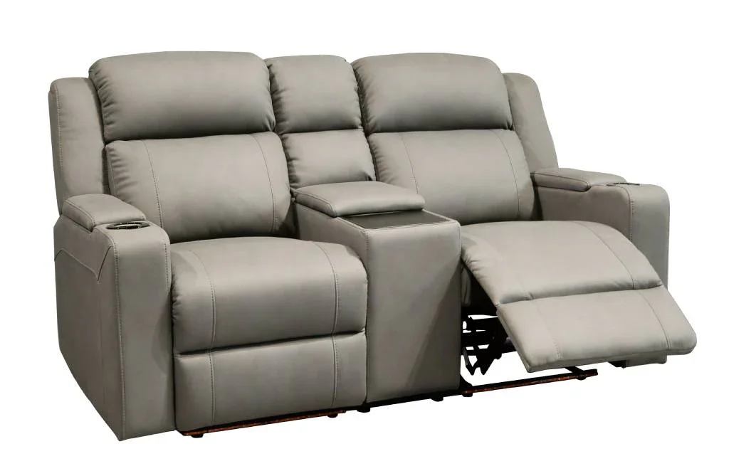 VI Academy Fabric Upholstered 2 Seater Electric Recliner Lounge with Console