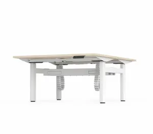 OL Klass Electric Height Adjustable Share Desk - New Oak Ravine Top White Fame thumbnail 10