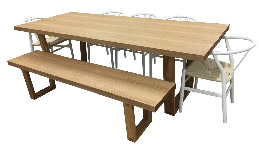 VI Airlie 240cm Rec Dining Table with 5 Dining Chairs + Bench Kit