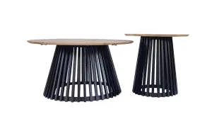 VI Port Round Coffee Table Set of 2 - Natural and Black thumbnail 1