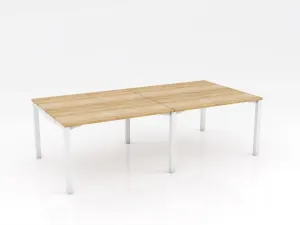 OL Axis Stretch 4 Person Double Sided Desk – Oak Top with White Frame thumbnail 6