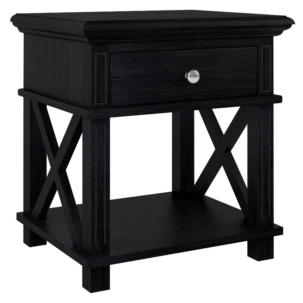 VI Warwick Solid Timber 1 Drawer 1 Shelf Bedside Table