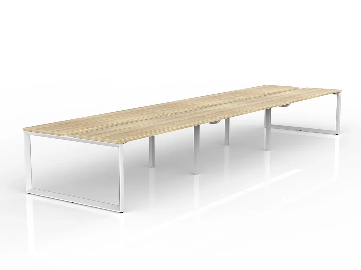 OL Anvil 6-User Double Sided Workspace – Oak Top with White Frame