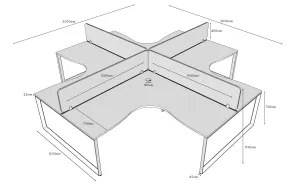 RL Infinity Loop 4 People Corner Workstation with Ecopanel Screen thumbnail 3