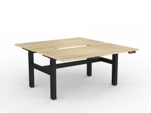 OL Agile 2 Column Electric Height Adjustable Shared Desk Oak Top Black Frame thumbnail 19