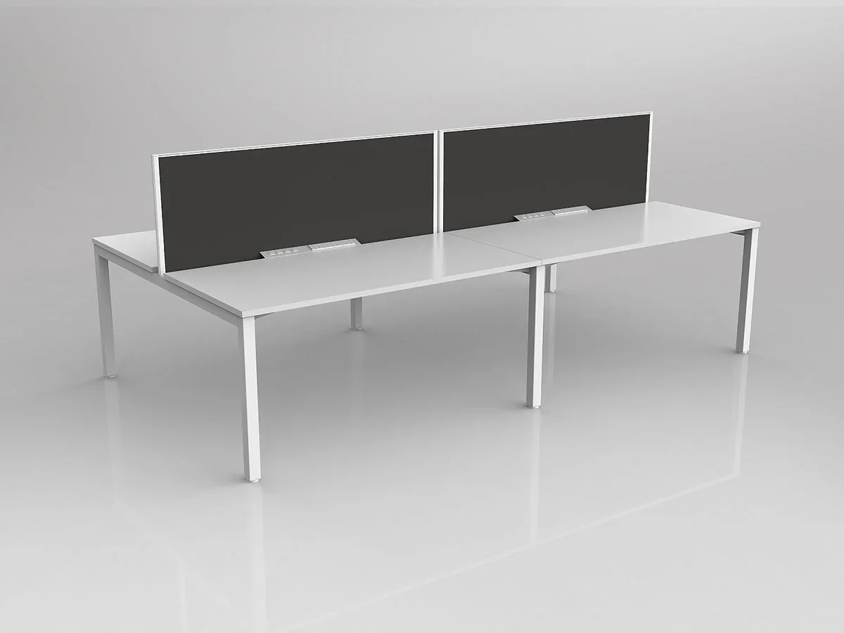 OL Axis 4 User Double Sided Workstation with Screen - Splice Fabric