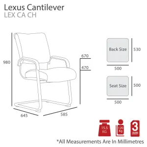 MA Lexus Chrome Cantilever Base PU Upholstered Visitor Armchair thumbnail 2