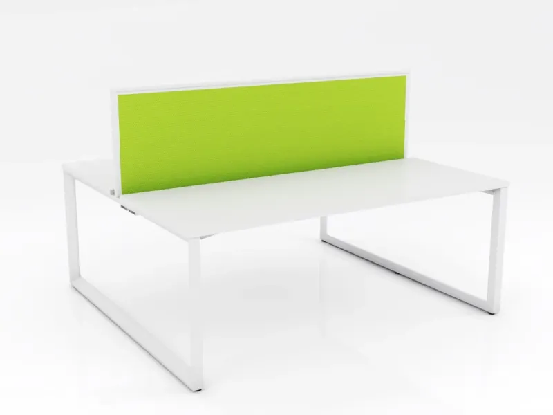 Ol Anvil Desk 2-User Double Sided Workspace with Splice Fabric Screen & White Frame