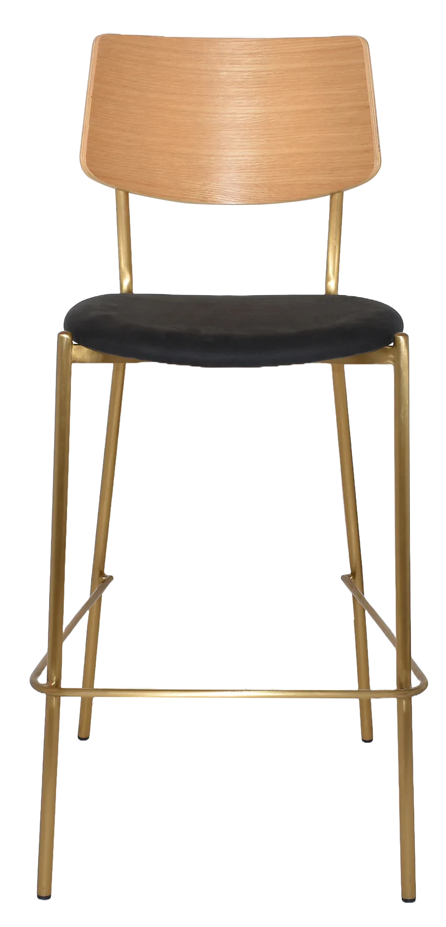 EZ Texas Brass Leg Barstool with Natural Veneer Back