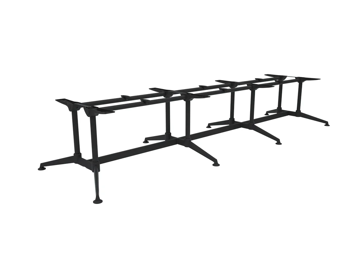 OL Modulus Meeting Table Twin Post Triple Span All Black Frame