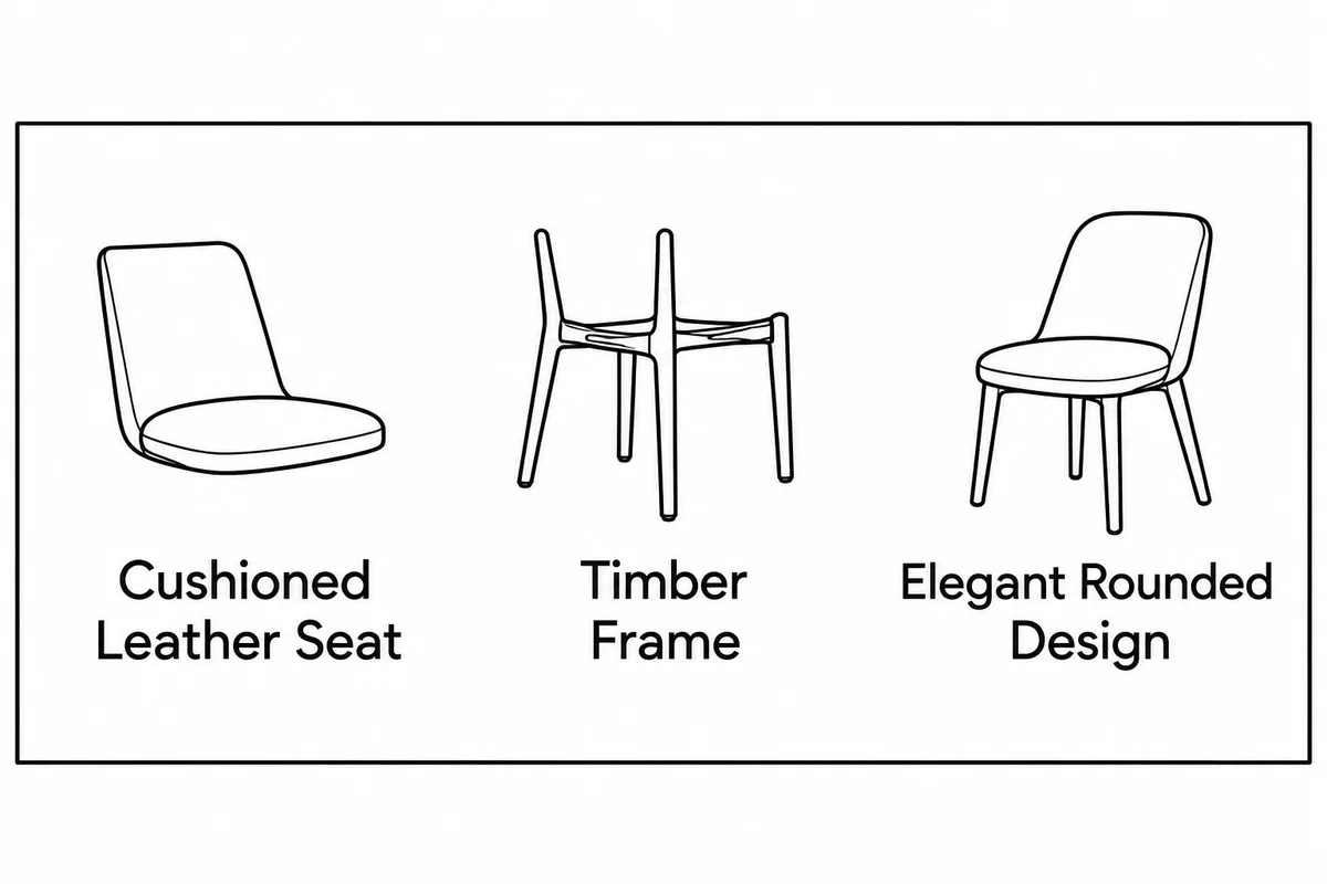 MD Novart Timber Leg Genuine Leather Upholstered Dining Chair