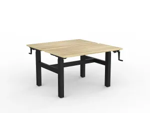 OL Agile Winder Height Adjustable Shared Desk – Oak Top with Black Frame thumbnail 4