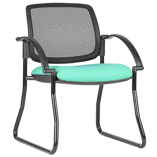 ST Maxi Black Sled Base Meshback Upholstered Hospitality Chair with Arms
