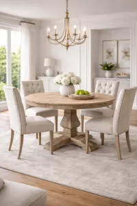 MF Belgie Recycled Timber Pedestal Leg Round Dining Table thumbnail 3