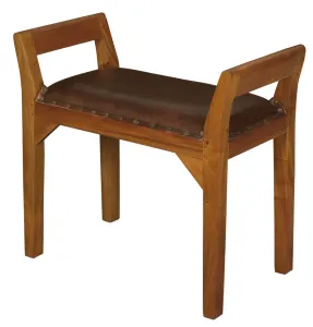 CT Boston Solid Timber Bench with Genuine Leather Seat thumbnail 2