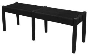 CR Kelly Solid Oak Timber Frame with Loom Seat 2 Seater Bench thumbnail 1