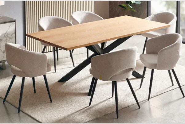 VI Barlow 200cm Dining Table With 6 Grey Matzo Dining Chair Kit